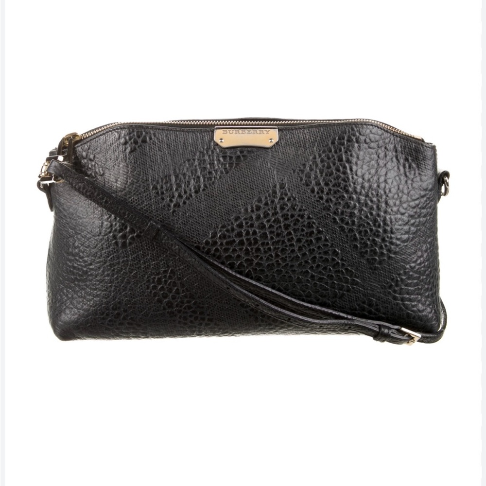 Burberry Black Textured Leather Crossbody Bag with Gold Hardware